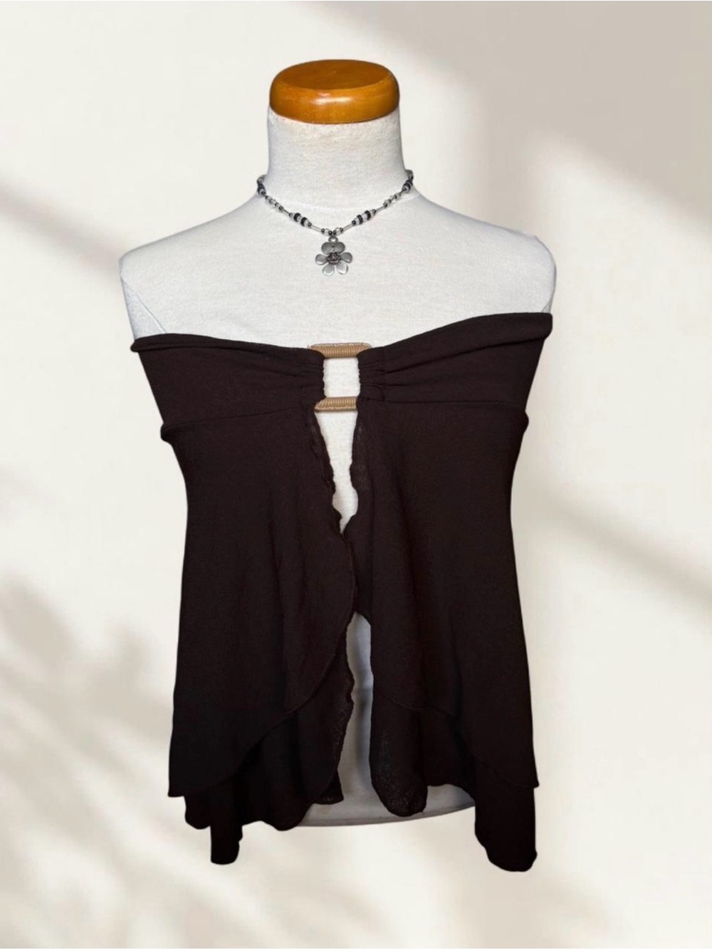 Athletic Works Black Off-Shoulder Tube Top with Front Ring